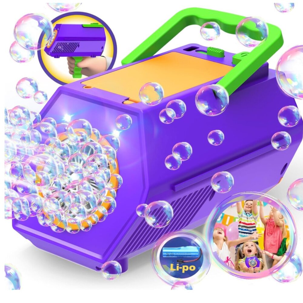 Bubble Machine for Kids - Automatic Bubble Blower 2 Modes, 30000+